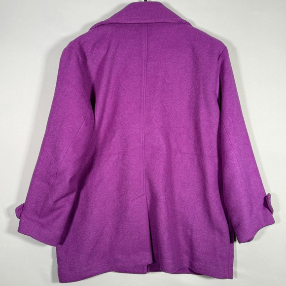 Liz Claiborne XL Coat Womens Wool Single Breasted Mid Length Jacket Purple - Picture 5 of 8